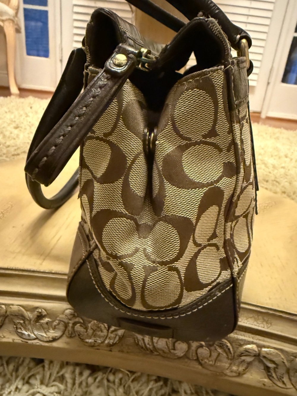 Coach Hampton Signature C Tan/Brown Canvas Carryall Satchel 11062 Y2K - Picture 7 of 16